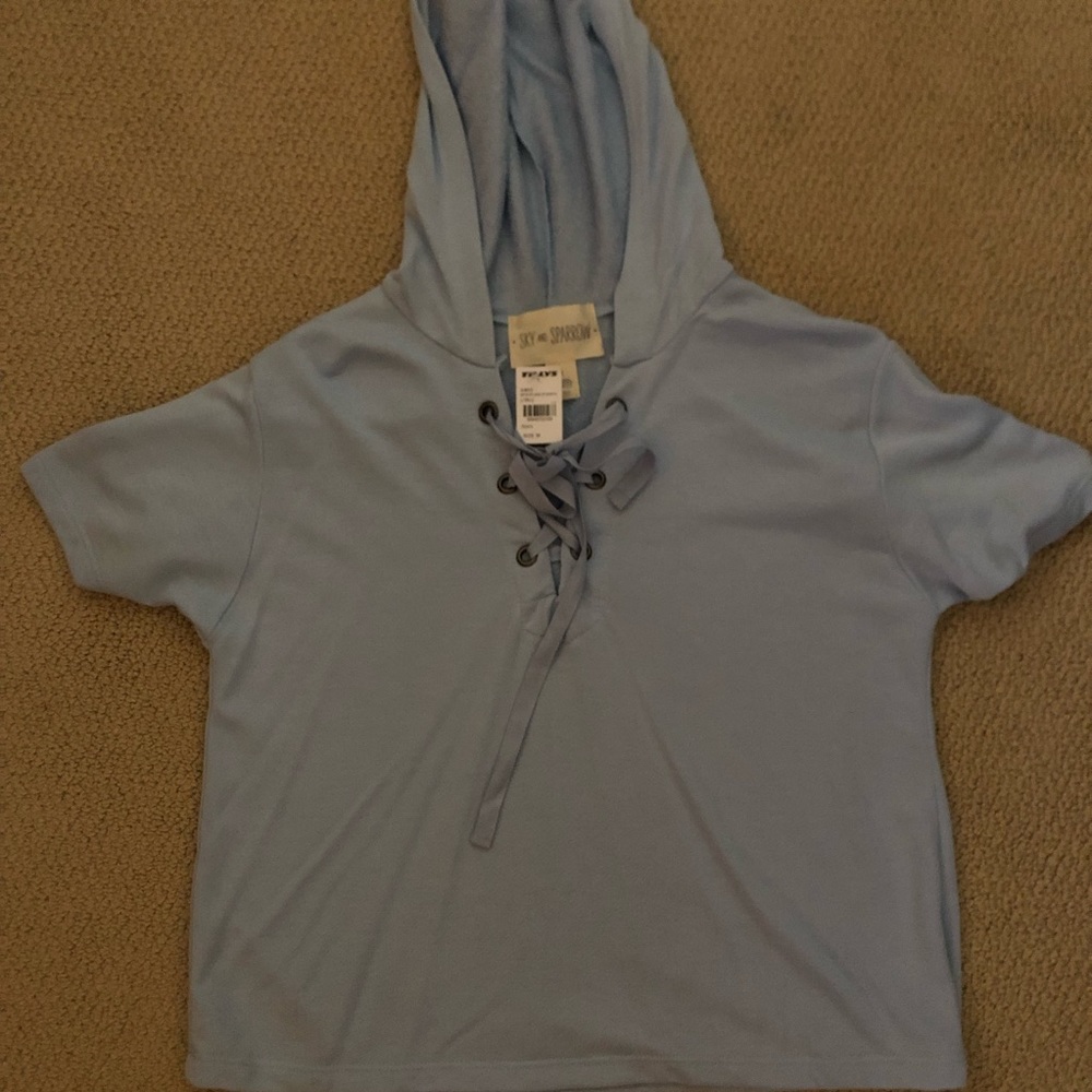 Short sleeve Lace-up Hoodie